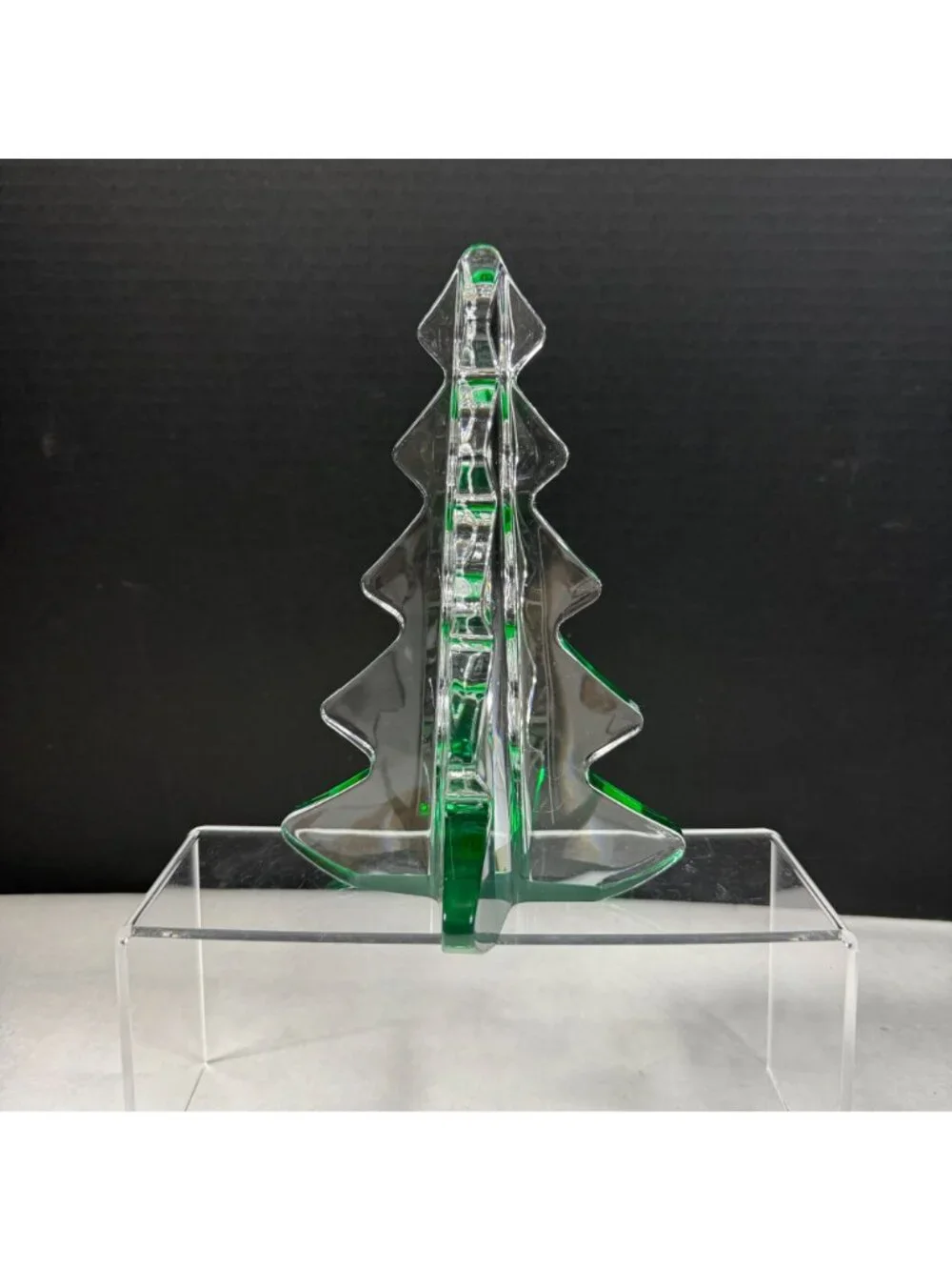Vintage Mikasa Christmas Spirit Tree Clear & Green Crystal Glass Decor